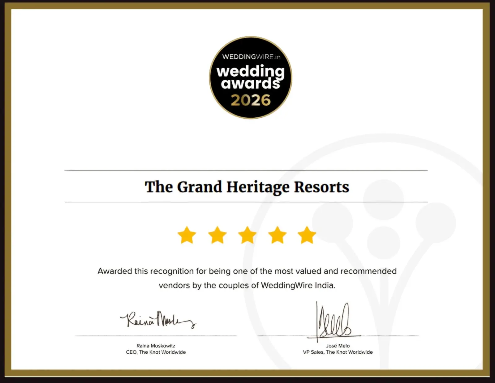WeddingWire India Couples Choice Award 2026 